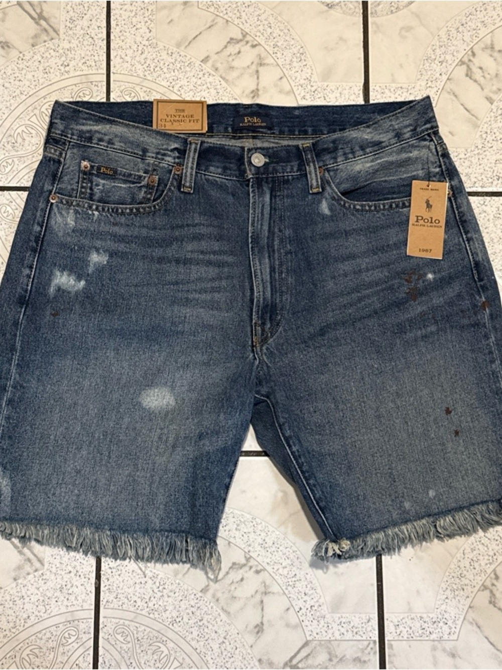 New Polo Ralph Lauren 8-inch Vintage Classic Fit Denim Shorts Blue Men’s Size 34